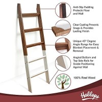 Hallops Blanket Ladder 5 Ft. Wood Rustic Decorative Quilt Ladder. Farmhouse Ladder White Dipped Brown Two Toned Vintage Wooden Decor. Blankets Holder Rack