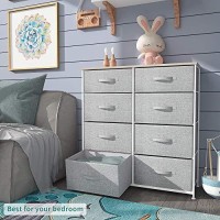 Yitahome Fabric Dresser For Bedroom, Tall Dresser With 8 Drawers, Storage Tower With Fabric Bins, Chest Of Drawers For Closet & Living Room - Sturdy Steel Frame, Wooden Top (Light Grey)