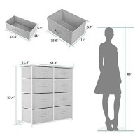 Yitahome Fabric Dresser For Bedroom, Tall Dresser With 8 Drawers, Storage Tower With Fabric Bins, Chest Of Drawers For Closet & Living Room - Sturdy Steel Frame, Wooden Top (Light Grey)