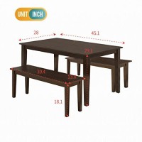 Modern 45 Inch Dining Table Set Solid Wood Kitchen Table With Two Benchs Dining Room Table Set For Small Spaces Table Home Furniture Rectangular