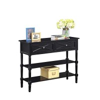 Convenience Concepts Country Oxford 2-Drawer Console Table, Black