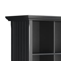 Simplihome Acadian Solid Wood 57 Inch Transitional 12 Cube Storage In Black, For The Living Room, Study Room And Office