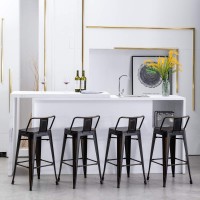 Yongchuang 30 Distressed Metal Counter Bar Stools With Backs Set Of 4 Wooden Top Barstools Gold Black