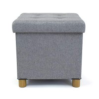 Humble Crew Collapsible Cube Storage Ottoman Foot Stool With Tray, Grey