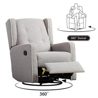 Swivel Rocker Recliner Chair, Nursery Glider Chair, Nursery Rocking Chairs, Manual Reclining Chair, Grey