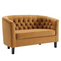 Modway Prospect Performance Velvet Loveseat, Cognac