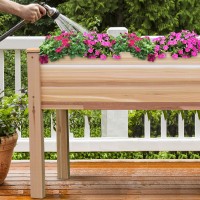 Jumbl Raised Canadian Cedar Garden Bed | Elevated Wood Planter For Growing Fresh Herbs, Vegetables, Flowers, Succulents & Other Plants At Home | Great For Outdoor Patio, Deck, Balcony | 72X23X30
