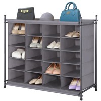 Storage Maniac Stackable Shoe Cubby Organizer, Free Standing Shoe Cube Rack For Entryway, Bedroom, Apartment, Closet, 20-Cube Gray