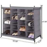 Storage Maniac Stackable Shoe Cubby Organizer, Free Standing Shoe Cube Rack For Entryway, Bedroom, Apartment, Closet, 20-Cube Gray
