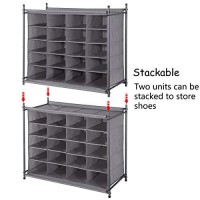 Storage Maniac Stackable Shoe Cubby Organizer, Free Standing Shoe Cube Rack For Entryway, Bedroom, Apartment, Closet, 20-Cube Gray