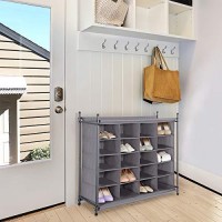 Storage Maniac Stackable Shoe Cubby Organizer, Free Standing Shoe Cube Rack For Entryway, Bedroom, Apartment, Closet, 20-Cube Gray