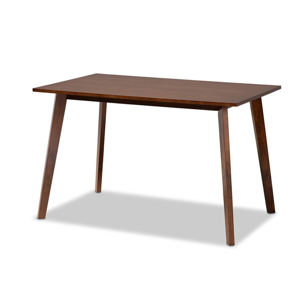 Baxton Studio Britte Mid-Century Modern Transitional Walnut Brown Finished Rectangular Wood Dining Table