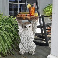 Design Toscano Wisdom Owl Sculptural Side Table 20 Inch Full Color