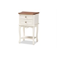 Baxton Studio Darla Classic And Traditional French White And Cherry Brown Finished Wood 2-Drawer Nightstand