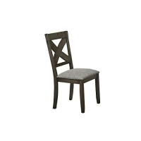 Benjara Wooden Side Chair With Fabric Upholstered Seat, Set Of 2, Brown And Gray