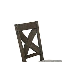 Benjara Wooden Side Chair With Fabric Upholstered Seat, Set Of 2, Brown And Gray