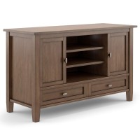 Simplihome Warm Shaker Solid Wood 47 Inch Wide Transitional Tv Media Stand In Rustic Natural Aged Brown For Tvs Up To 50 Inches, For The Living Room And Entertainment Center