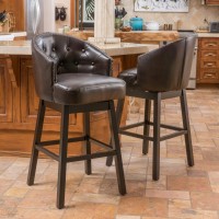 Misc 31-Inch Bonded Leather Swivel Backed Barstool (Set Of 2) By Brown Transitional Padded Seat