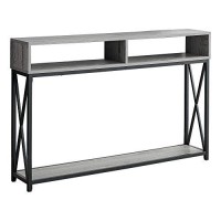Monarch Specialties 3572 Accent Table, Console, Entryway, Narrow, Sofa, Living Room, Bedroom, Metal, Laminate, Grey, Black, Contemporary, Modern Table-48 Hall, 4725 L X 9 W X 305 H