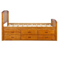 Meritline Wood Twin Bed With Storage Platform Bed With 6 Drawers And Headboard And Footboard Captain Bed For Kids, Twin