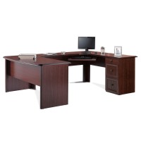 Realspacea Broadstreet 65W U-Shaped Executive Desk, Cherry