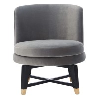 Safavieh Couture Collection Trinity Charcoal Grey Velvet Swivel Accent Chair