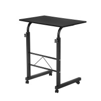 Henf Mobile Sofa Side Table Rolling Bed Table Snack Table, Height Adjustable Portable Laptop Computer Stand Desks Breakfast Tray Table With Wheels For Living Room Bedroom, Black