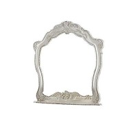 Benjara Victorian Style Wooden Frame Dresser Mirror With Floral Motif, White