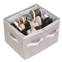 Moteph Shoe Organizer Closet Storage Solution With Clear Cover & Adjustable Dividers For Shoes, Handbags, Blankets, Linen, Clothing (Grey, Medium - 16 Pairs)