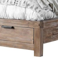 Benjara Wooden Eastern King Size Storage Bed With Usb Plugins, Brown