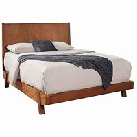 Benjara Full Platform Bed With Angled Block Legs And Grain Details, Brown