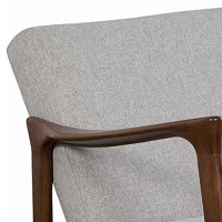 Benjara Fabric Upholstered Mid Century Wooden Lounge Chair, Gray And Brown