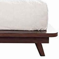 Benjara Full Platform Bed With Angled Legs And Grain Details, Brown
