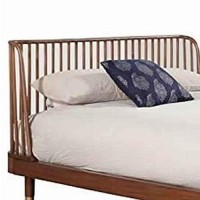 Benjara California King Platform Bed With Slat Back Rattan Headboard, Brown