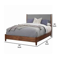 Benjara Two Tone Queen Panel Bed With Upholstered Headboard, Brown And Gray