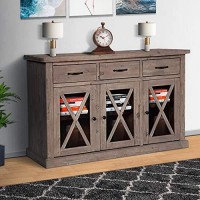 Benjara Wooden Sideboard With 3 Drawers And X Front Cabinets, Brown