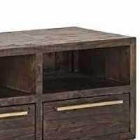 Benjara Drawer Tv Console With Sled Base And 3 Open Compartments, Brown, Gold