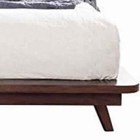 Benjara California King Platform Bed With Angled Legs And Grain Details, Brown