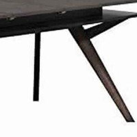 Benjara Wooden Dining Table With Extendable Leaf And Storage Shelf, Brown