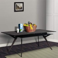 Benjara Wooden Dining Table With Extendable Leaf And Storage Shelf, Brown