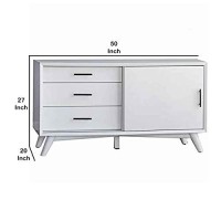 Benjara Wooden Tv Console With 3 Drawers And 1 Rolling Door, White