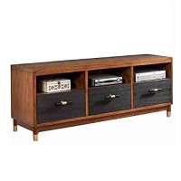 Benjara Two Tone 3 Drawer Wood Tv Console With 3 Open Compartments, Brown, Black