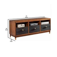 Benjara Two Tone 3 Drawer Wood Tv Console With 3 Open Compartments, Brown, Black