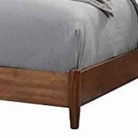 Benjara Two Tone Full Panel Bed With Upholstered Headboard, Brown And Gray