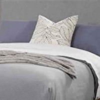 Benjara Two Tone Full Panel Bed With Upholstered Headboard, Brown And Gray