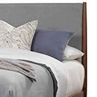 Benjara Two Tone Full Panel Bed With Upholstered Headboard, Brown And Gray