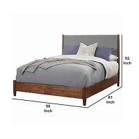 Benjara Two Tone Full Panel Bed With Upholstered Headboard, Brown And Gray