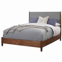 Benjara Fabric Upholstered Two Tone Eastern King Panel Bed, Brown And Gray