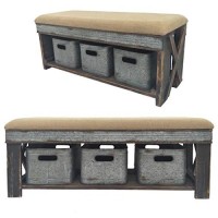 Crestview Collection Fzr2788Sng 4215751825 Bench With 3 Boxes Element Furniture