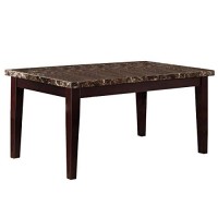 Benjara Rectangular Faux Marble Top Dining Table, Brown